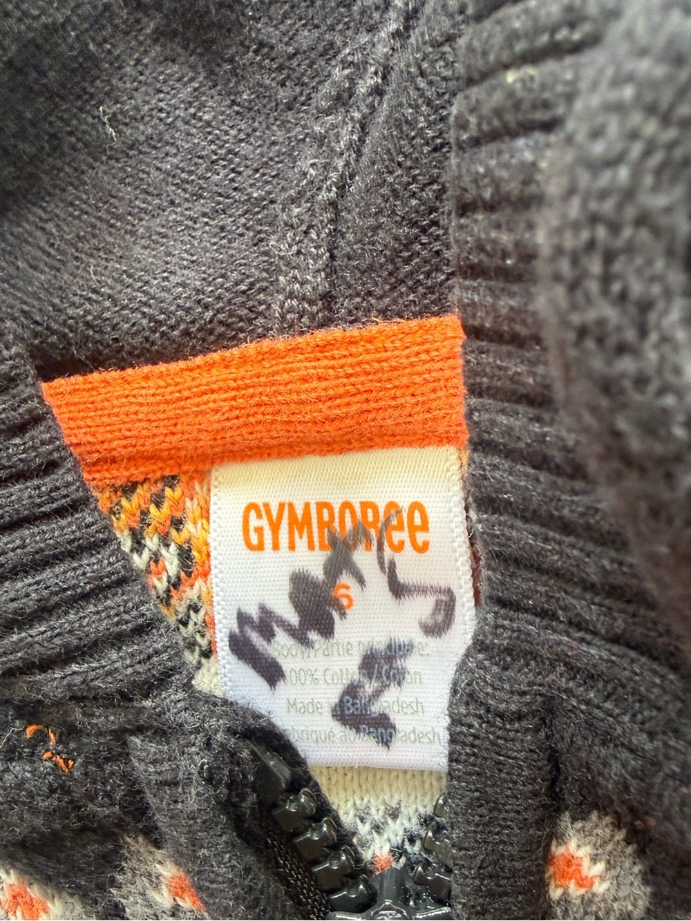 Gymboree Kids Halloween Hooded Zip Sweater - Orange, Black & White 6 - Picture 3 of 3